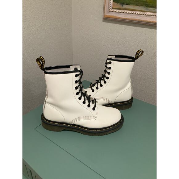 Dr. Martens combat Women's White and Black Boots - Picture 2 of 7